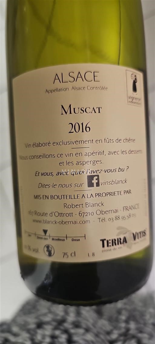 Elzas Grand Cru Robert Blanck Muscat 2016