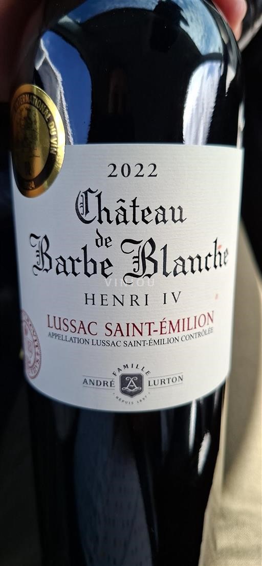 Bordéus Lussac-Saint-Émilion Château Barbe Blanche Henri IV 2022