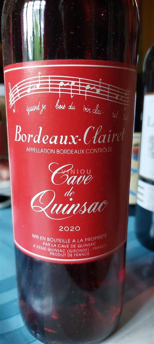Bordeaux Bordeaux Clairet Cave de Quinsac 2020
