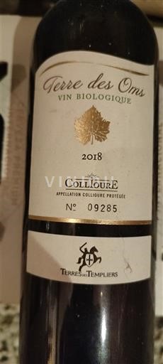 Roussillon Collioure Terres des Templiers Terre des Oms 2018