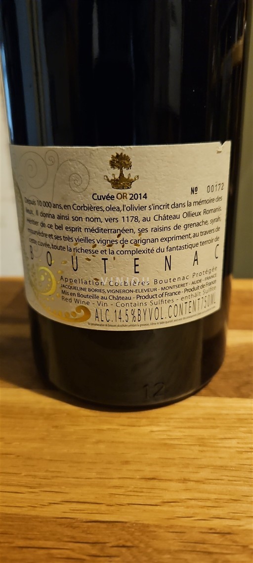 Languedoc Corbières-boutenac Château Ollieux Romanis OR 2014