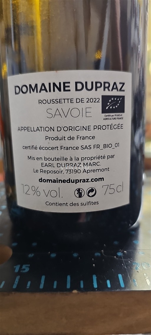 Savoyen und Bugey Roussette de Savoyen Domaine Dupraz 2022