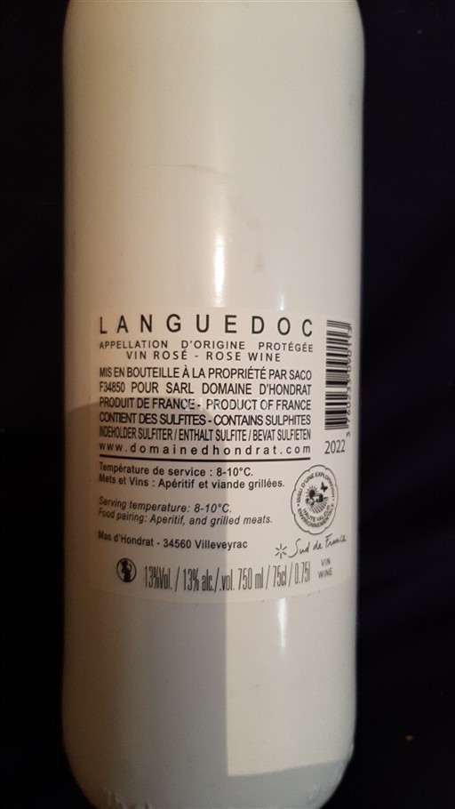 Languedoc Domaine Hondrat 2022