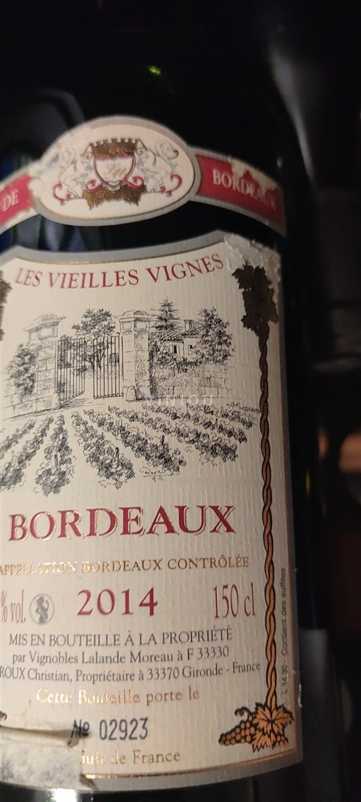 Bordeaux Vignobles Lalande Moreau Les Vieilles Vignes 2014