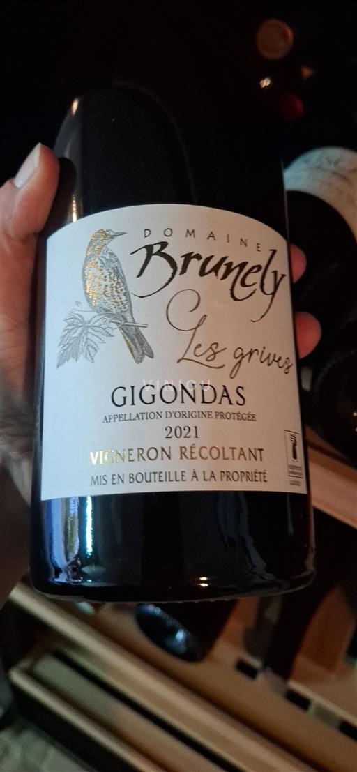 Rhônen laakso Gigondas Domaine Brunely Les grives 2021