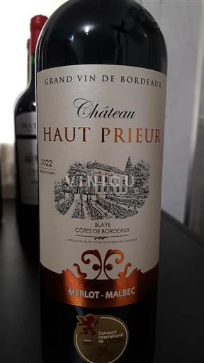 Bordeaux Blaye-Côtes-de-Bordeaux Château Haut Prieur 2022