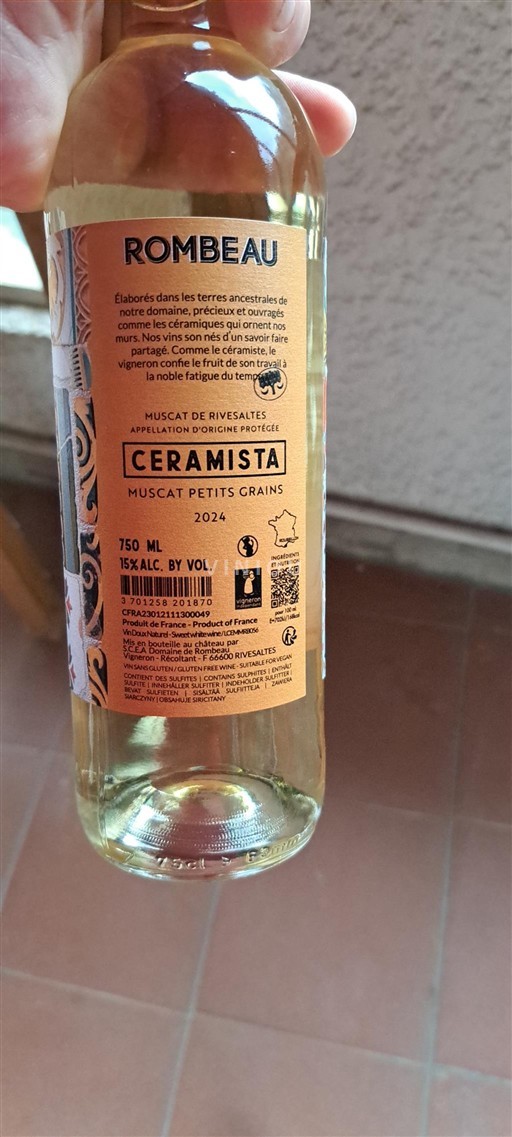Roussillon Muscat de Rivesaltes Domaine Rombeau Ceramista 2024
