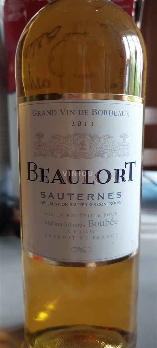 Bordeaux Sauternes Beaulort 2013