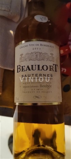 Bordeaux Sauternes Beaulort 2013