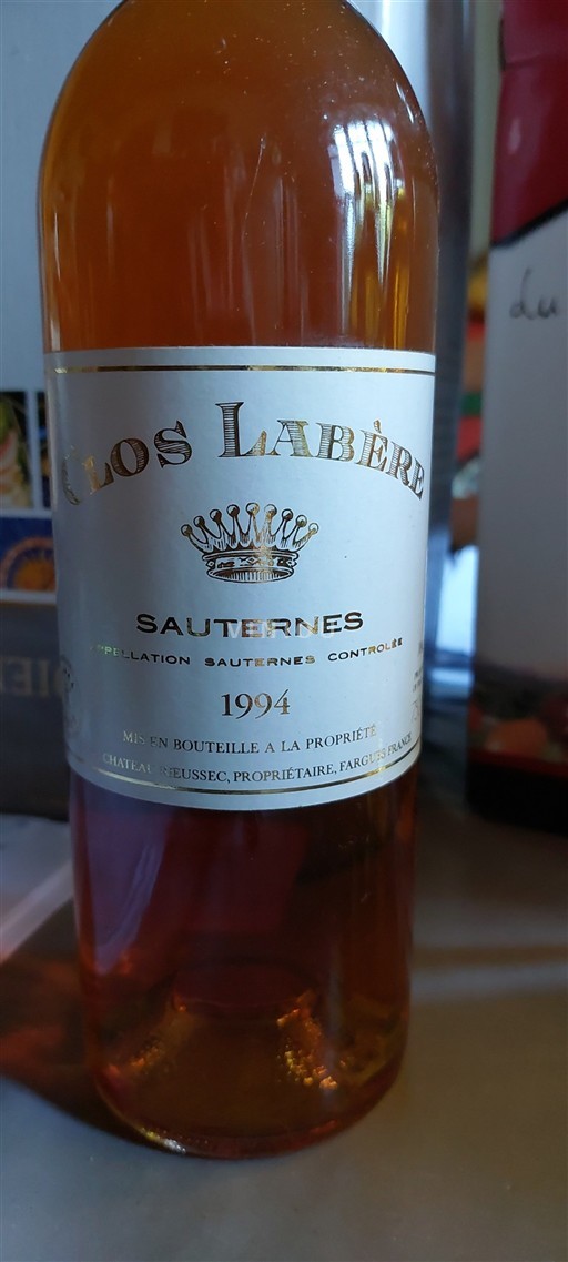 Bordeaux Sauternes Clos Labère 1994