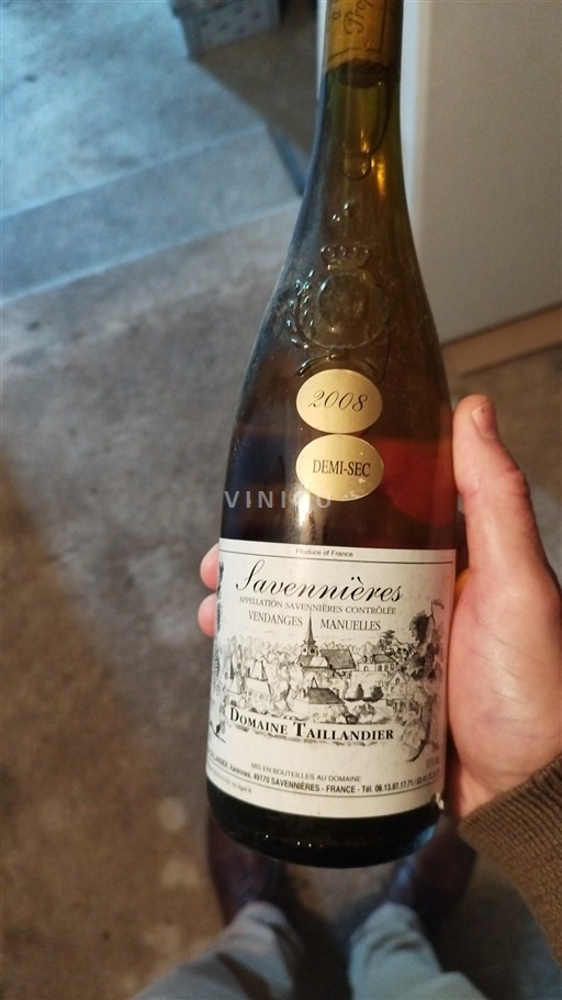 Loiren laakso Savennières Domaine Taillandier 2008