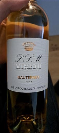 Bordeaux Sauternes Château Pierrie Saint-Maxime 2022
