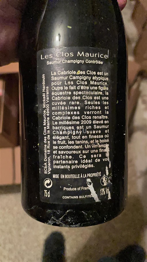 Valle della Loira Saumur-Champigny Les Clos Maurice La Cabriole des Clos 2009