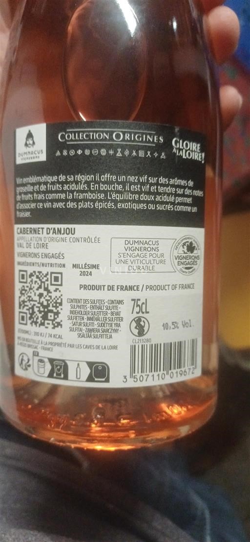 Loirevallei Cabernet d'Anjou Dumnacus Vignerons Collection Origines 2024