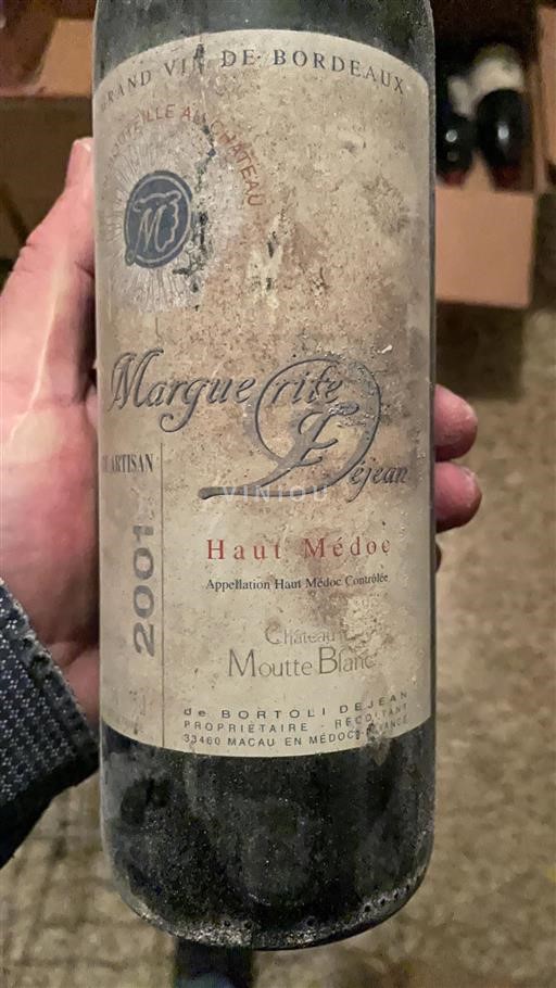 Vin Rouge sec Marguerite Dejean Château Moutte Blanc 2001 France Bordeaux Haut-Médoc AOC