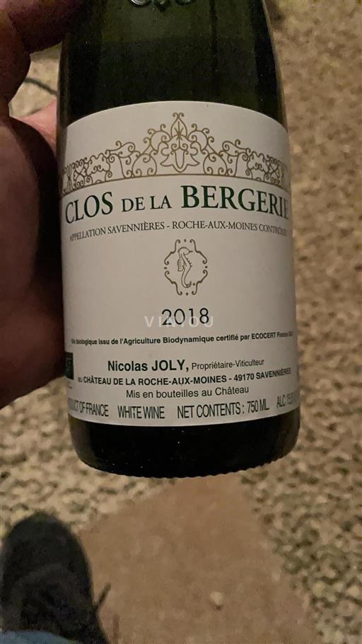 Loirevallei Savennières-roche-aux-moines Château La Roche-aux-Moines Clos de la Bergerie 2018