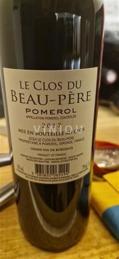 Bordeaux Pomerol Le Clos du Beau-Père 2017