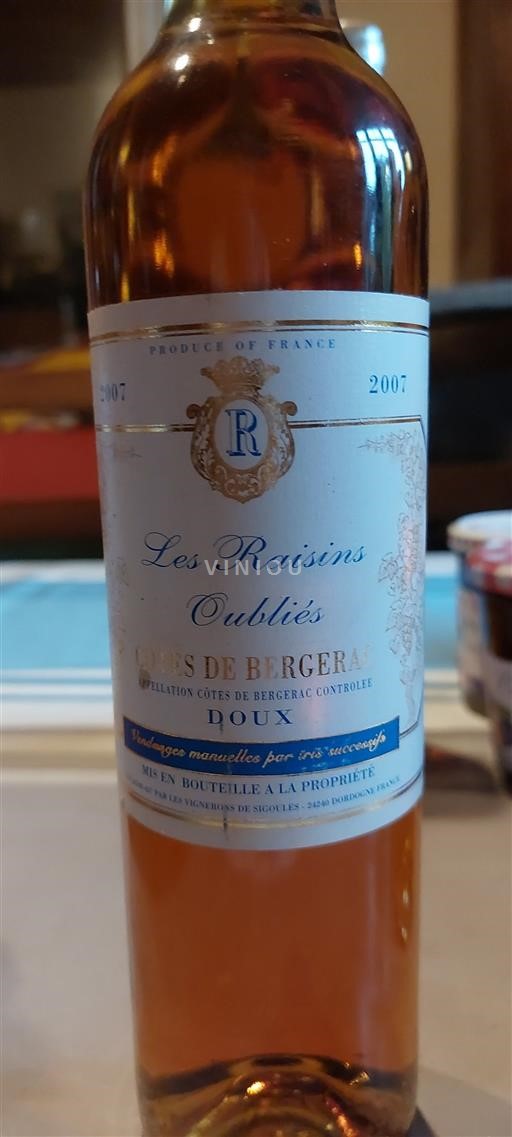 Sydvestfrankrig Côtes-de-bergerac Les Raisins Oubliés 2007