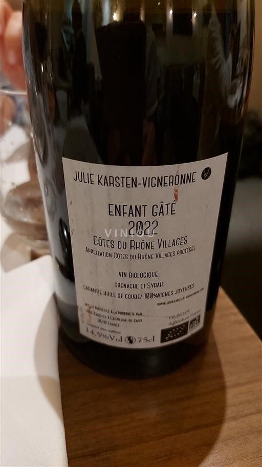 Rhône-dalen Côtes-du-Rhône-Villages Julie Karsten-Vigneronne Enfant Gâté 2022