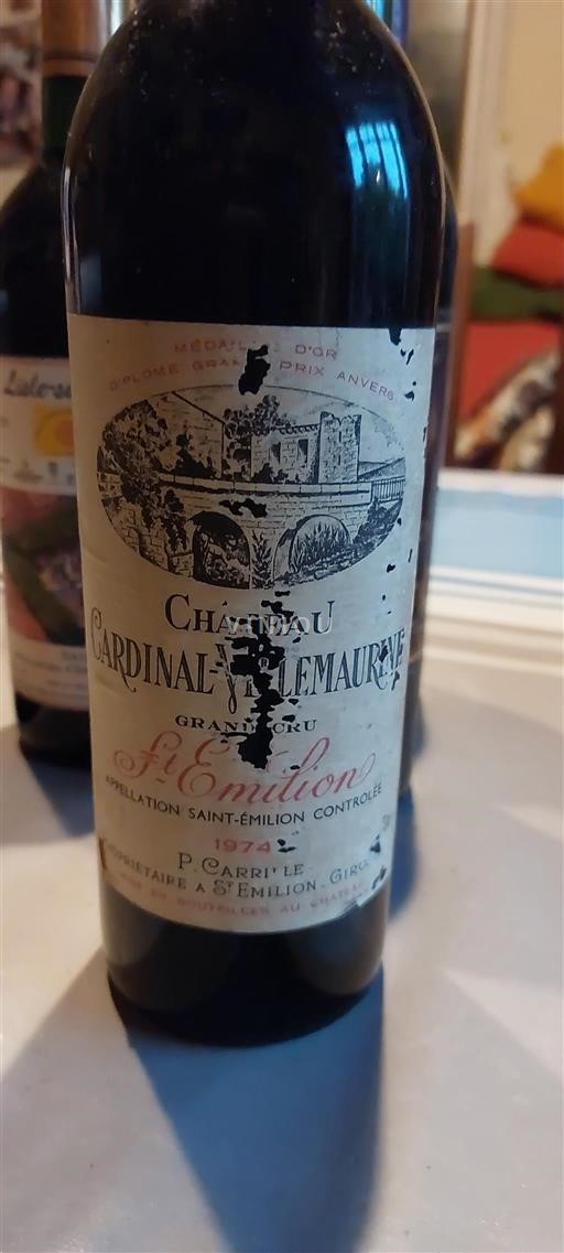 Bordéus Saint-Émilion Grand Cru Château Cardinal-Villemaurine 1974