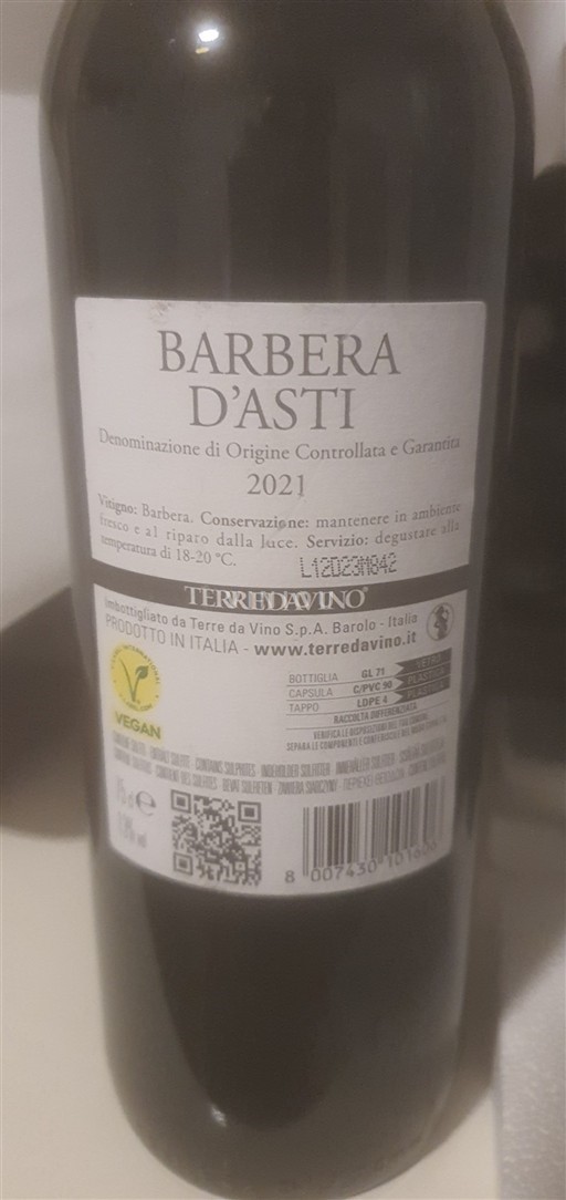 Piemonte Barbera d'Asti Terre da Vino 2021
