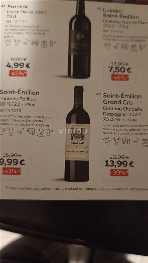 Vin Rouge sec Château Chapelle Despagnet 2021 France Bordeaux Saint-Émilion AOC Grand Cru