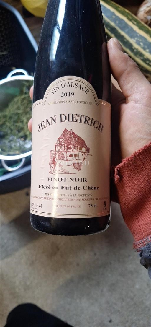 Alsace Jean Dietrich Pinot Noir élevé en fût de chêne 2019
