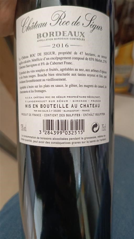 Bordeaux Château Roc de Ségur 2016