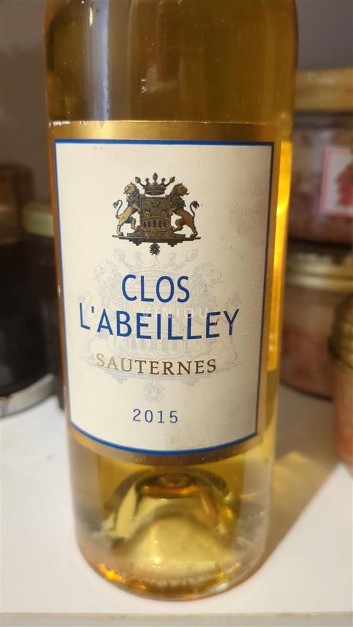 Bordeaux Sauternes Clos l'Abeilley 2015