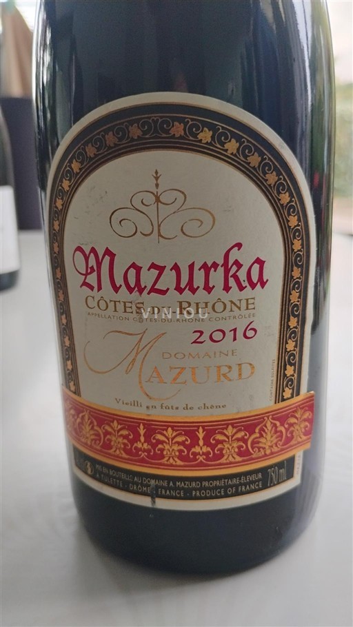 Rhônevallei Côtes-du-rhône Domaine Mazurd Mazurka 2016