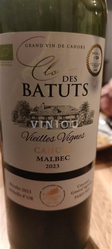 Sud-Ovest Cahors Clos des Batuts Vieilles Vignes 2023