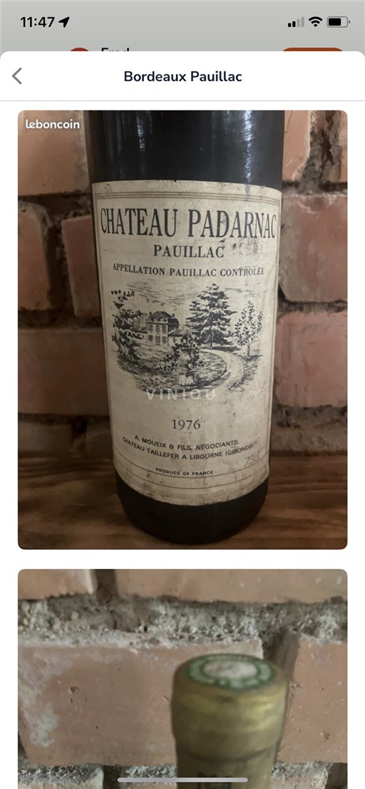 Burdeos Pauillac Château Padarnac 1976