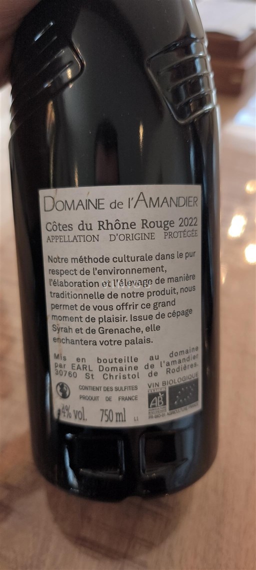 Rhônevallei Côtes-du-rhône Domaine L'Amandier 2022