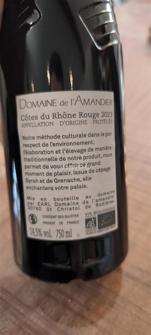 Vallée du Rhône Côtes-du-rhône Domaine L'Amandier 2023
