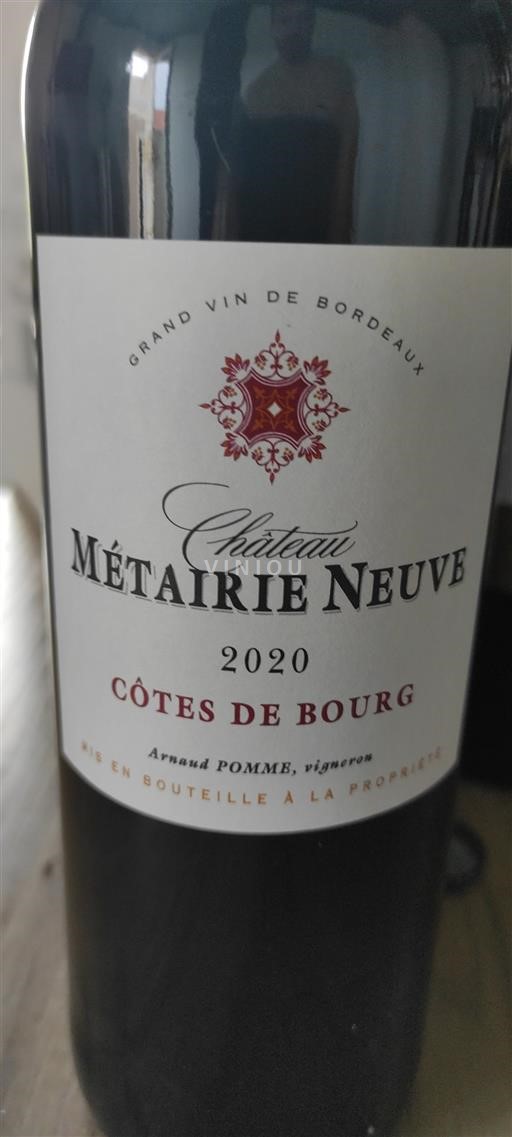 Bordeaux Côtes de Bourg Château Métairie Neuve 2020