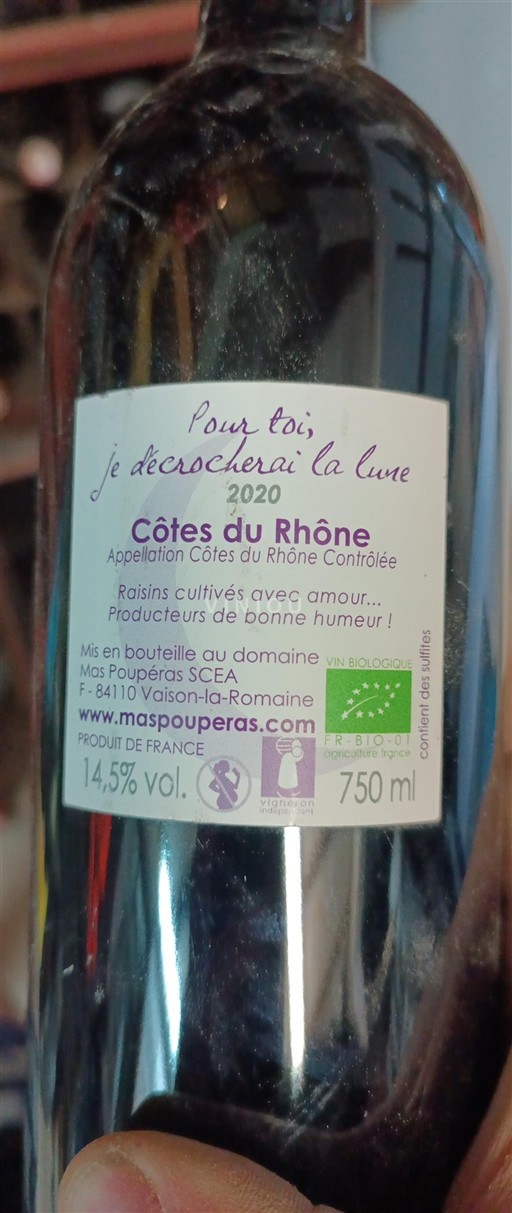 Vallée du Rhône Côtes-du-rhône Mas Poupéras Pour toi, je décrocherai la lune 2020