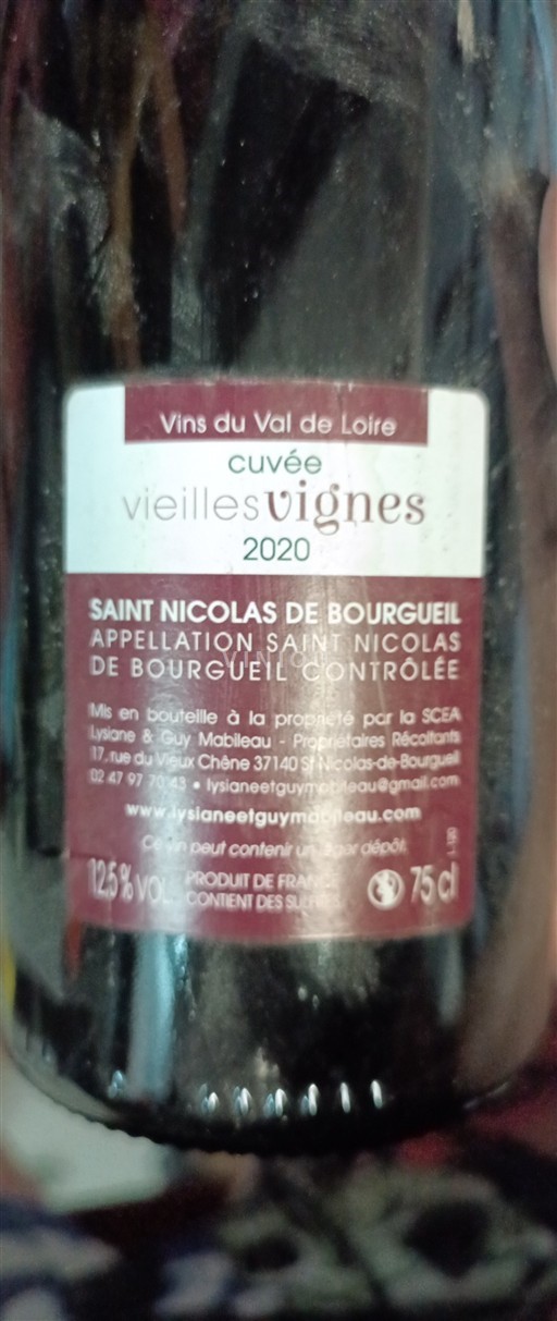 Loiretal Saint-Nicolas-De-Bourgueil Lysiane & Guy Mabileau Vieilles Vignes 2020