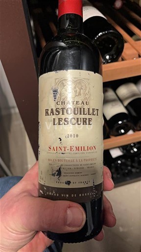 Bordeaux Saint-Émilion Château Rastouillet Lescure 2010