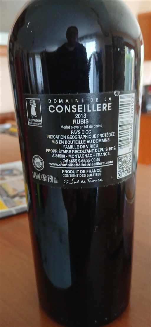Languedoc ja Roussillon Pays d'Oc Domaine La Conseillère Rubis 2018