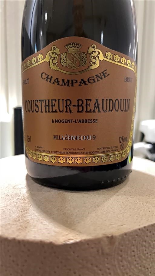 Vin Effervescent Blanc brut Coustheur-Beaudouin 2019 France Champagne AOC