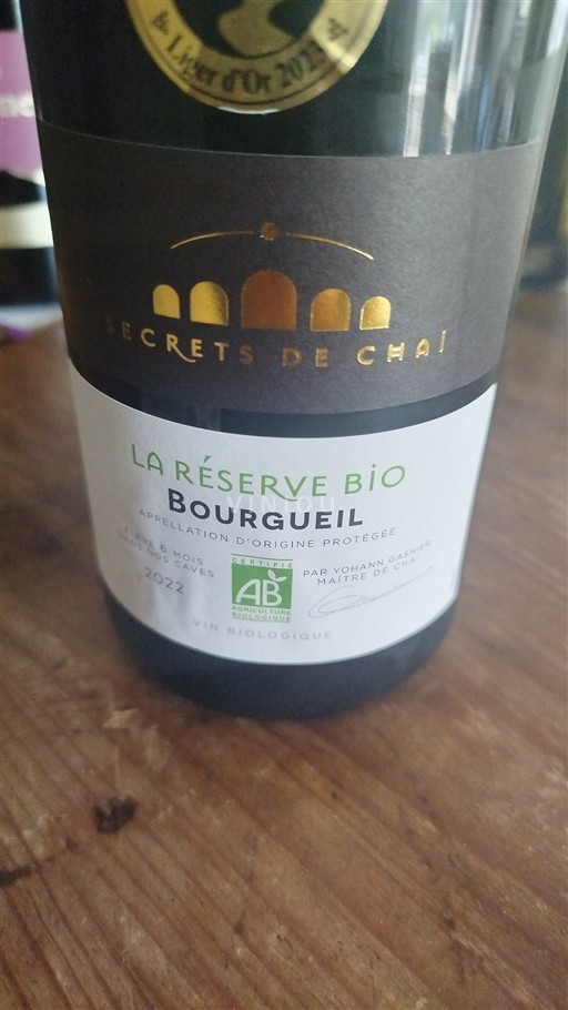 Vallée de la Loire Bourgueil Secrets de Chai La Réserve Bio 2022