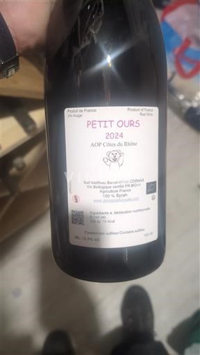 Thung lũng Rhône Côtes-du-rhône Matthieu Barret Petit Ours 2024