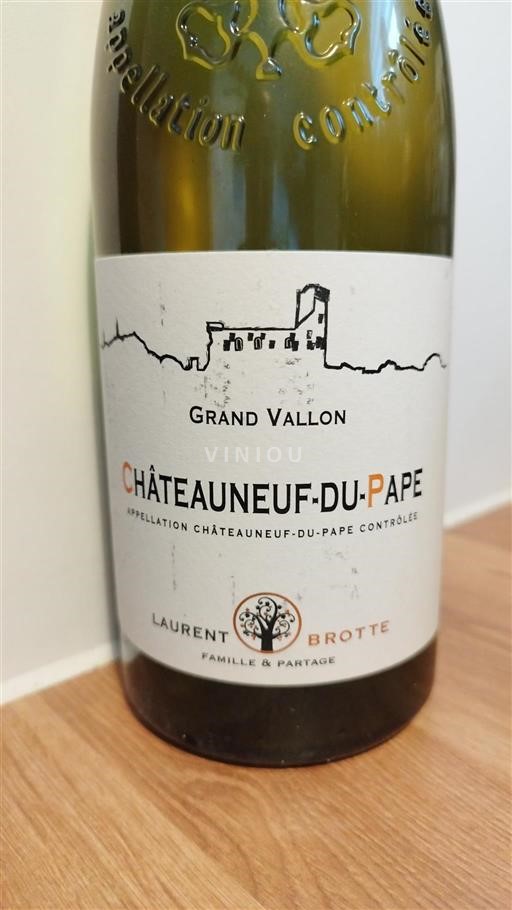 Vin Blanc sec Grand Vallon Laurent Brotte 2021 France Vallée du Rhône Châteauneuf-du-pape AOC