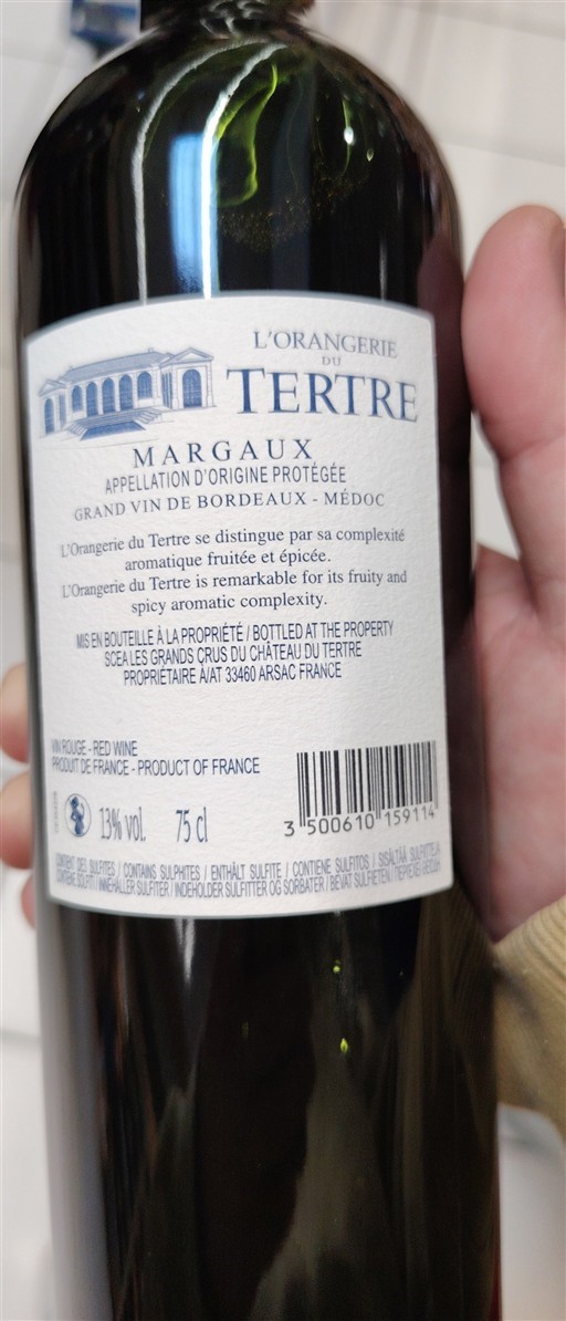 Burdeos Margaux Château Tertre L'Orangerie du Tertre 2022