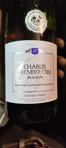 Burgundy Chablis Premier Cru Domaine Verret Beauroy 2019