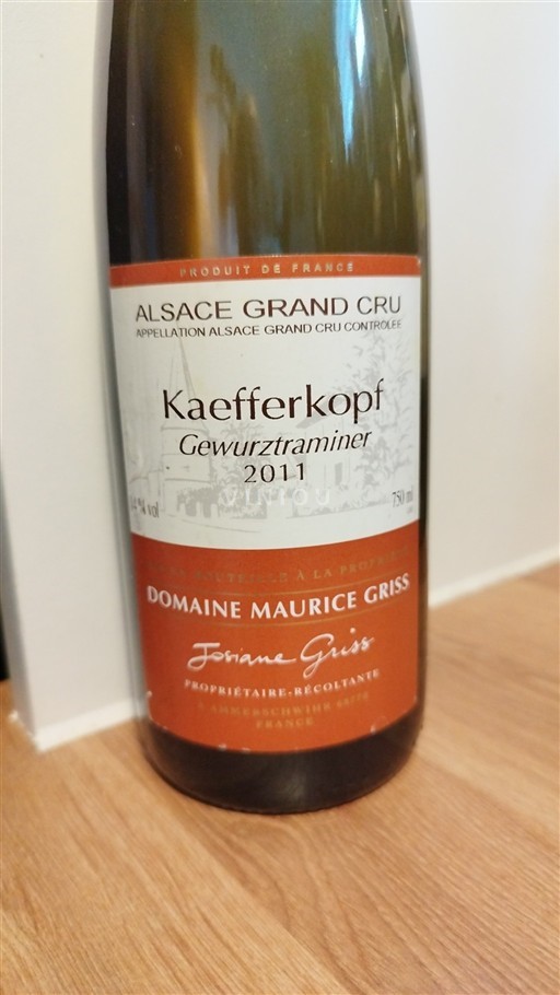 Alsace Alsace Grand Cru Grand Cru Domaine Maurice Griss Kaefferkopf 2011