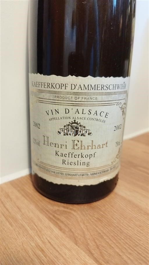 Alsace Henri Ehrhart Kaefferkopf Riesling 2002