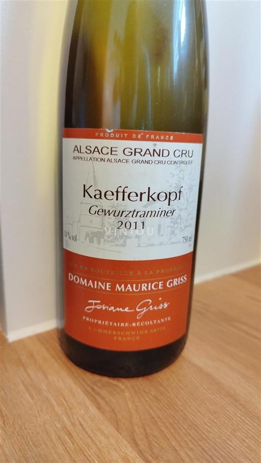 Alsace Alsace Grand Cru Grand Cru Domaine Maurice Griss Kaefferkopf Gewurztraminer 2011