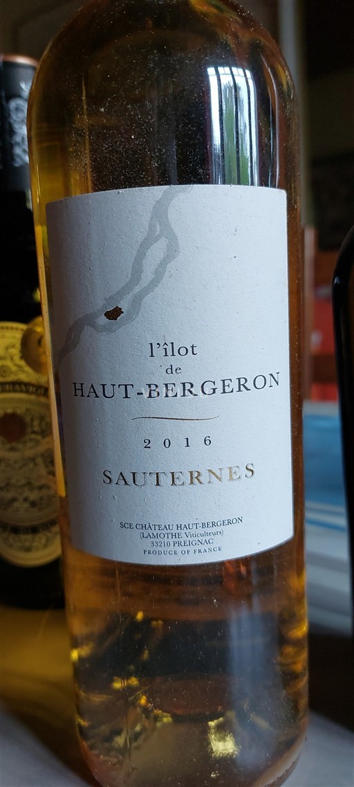 Bordéus Sauternes Château Haut-Bergeron l'Îlot 2016