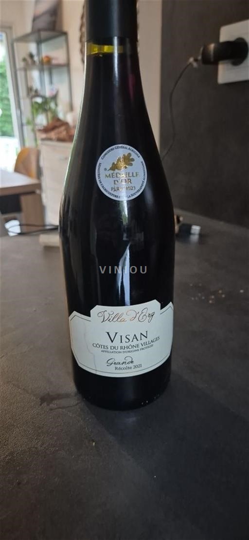 Vin Rouge sec Grande Villa Erg 2021 France Vallée du Rhône Côtes-du-rhône-villages AOC
